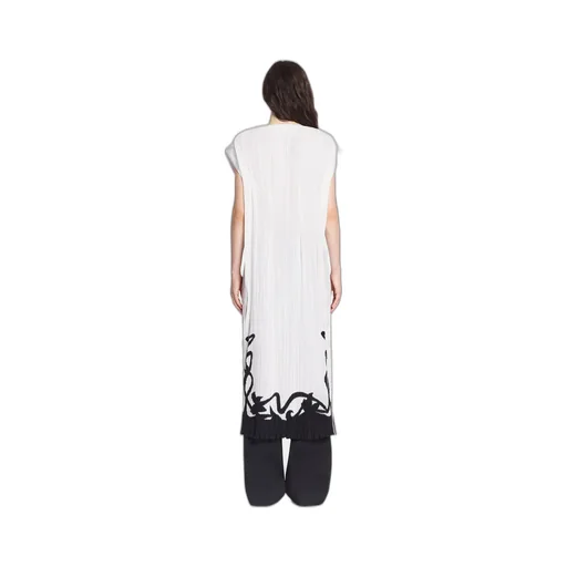 Plissé-Effect Straight Hem Midi Dress