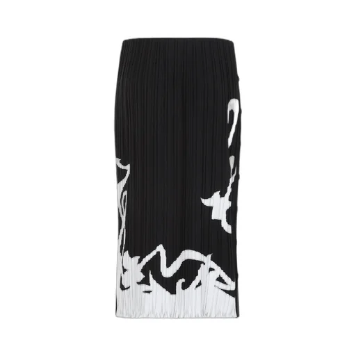 Two-Toned Straight Hem Pleated Skirt