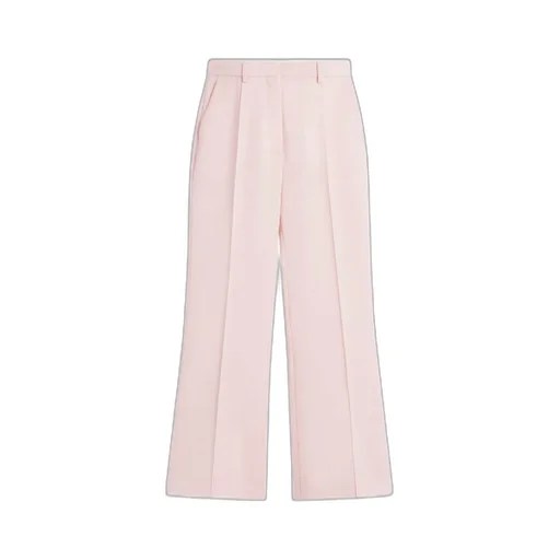 Pleated-Detail Flared Cropped Trousers