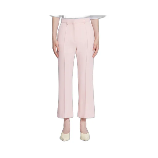 Pleated-Detail Flared Cropped Trousers