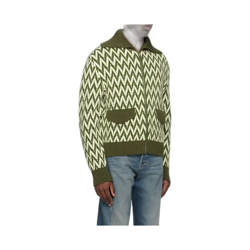 Curb Herringbone Zip-Up Cardigan