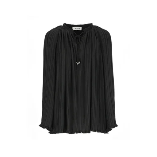 Long-Sleeved Pleated Blouse