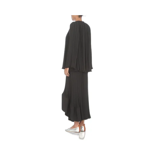 Long-Sleeved Pleated Blouse
