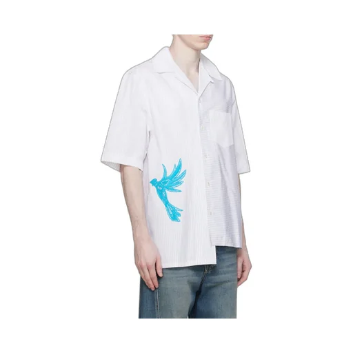 Asymmetric Pinstriped Cotton Shirt