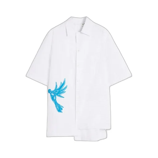 Asymmetric Pinstriped Cotton Shirt