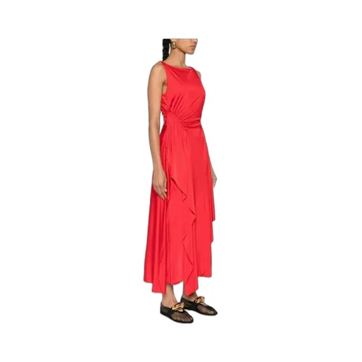 Ruched Detailed Sleeveless Midi Dress