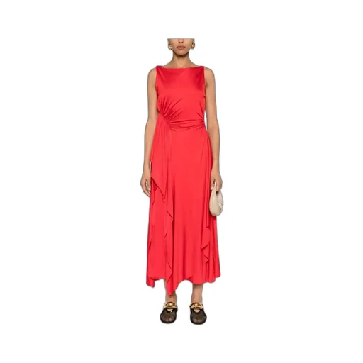 Ruched Detailed Sleeveless Midi Dress