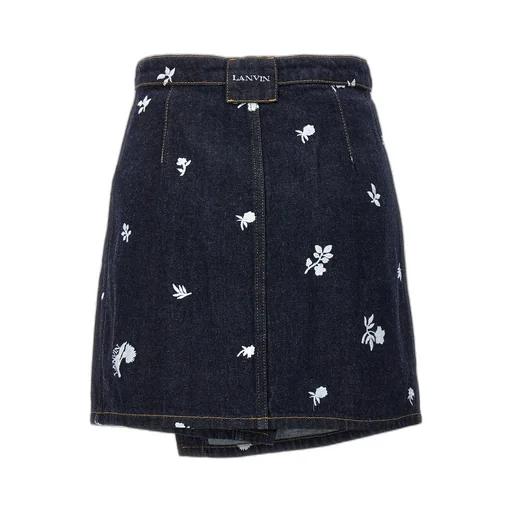 All-Over Embroidered Asymmetric Mini Skirt