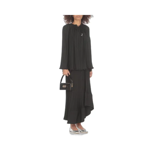 Long-Sleeved Pleated Blouse
