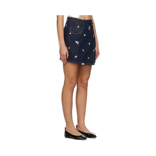 All-Over Embroidered Asymmetric Mini Skirt