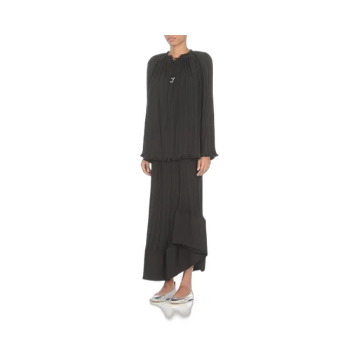 Long-Sleeved Pleated Blouse