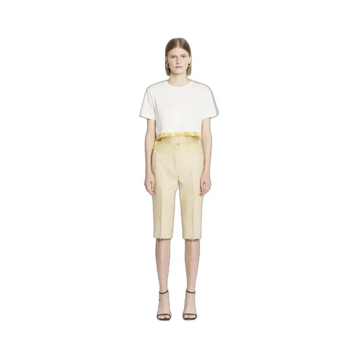 Fringed Cropped Crewneck T-Shirt