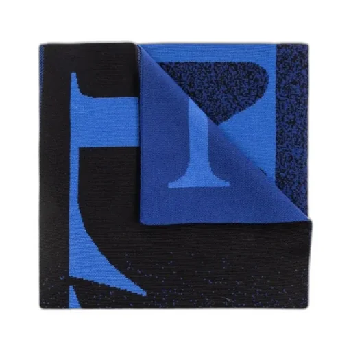 Logo-Intarsia Knitted Finished Edge Scarf