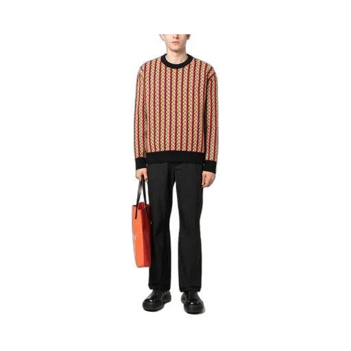 Chevron-Motif Crewneck Jumper