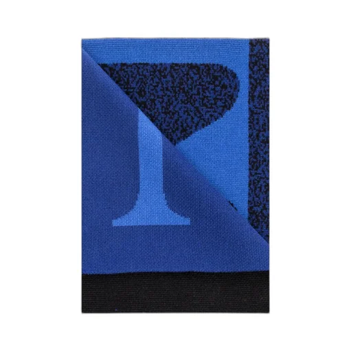 Logo-Intarsia Knitted Finished Edge Scarf