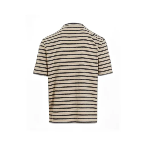Striped Logo Embroidered Crewneck T-Shirt