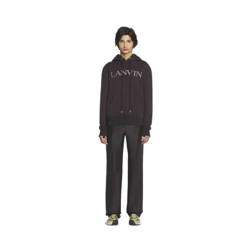 Logo Embroidered Long-Sleeved Hoodie