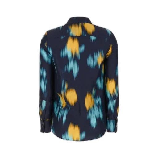 Abstract-Print Curved Hem Shirt