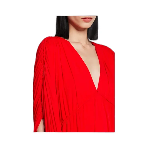 V-Neck Gathered-Detail Maxi Dress