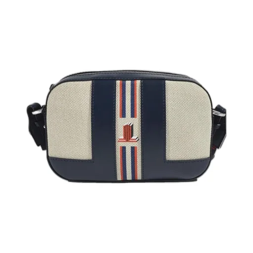 Striped Logo-Print Camera Bag