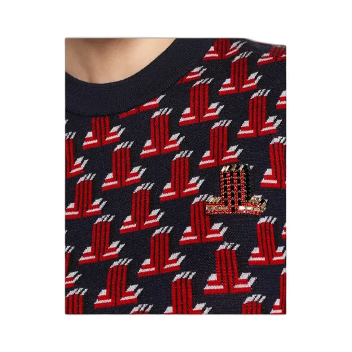 Intarsia-Knit Short-Sleeve Top