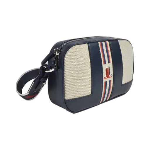 Striped Logo-Print Camera Bag