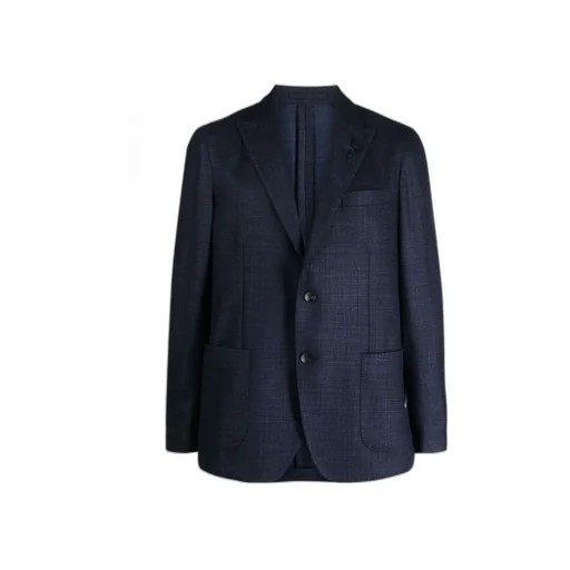 Single-Breasted Chambray Blazer With Brooch Detail
