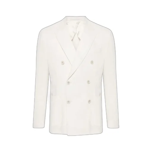 Floral-Brooch Double-Breasted Blazer