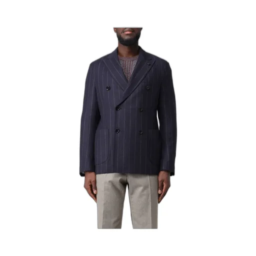 Pinstriped Double-Breasted Blazer