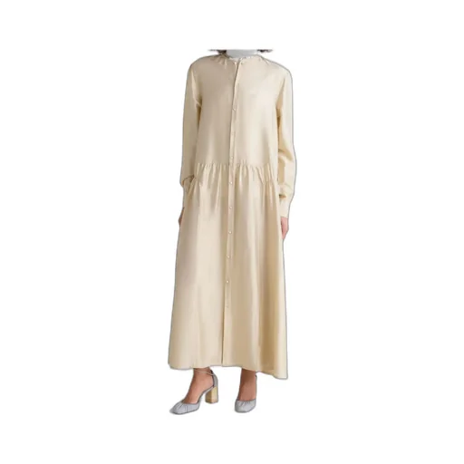 Gathered Buttoned Maxi Dress