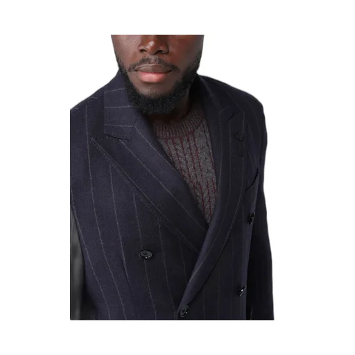 Pinstriped Double-Breasted Blazer
