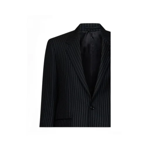 Pinstriped Single-Breasted Long-Sleeved Jacket