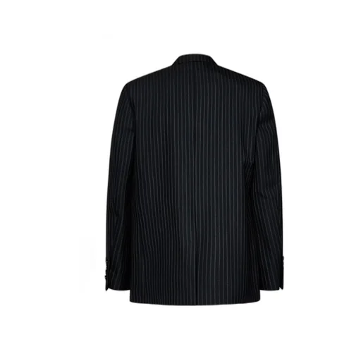 Pinstriped Single-Breasted Long-Sleeved Jacket