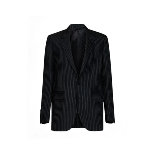 Pinstriped Single-Breasted Long-Sleeved Jacket