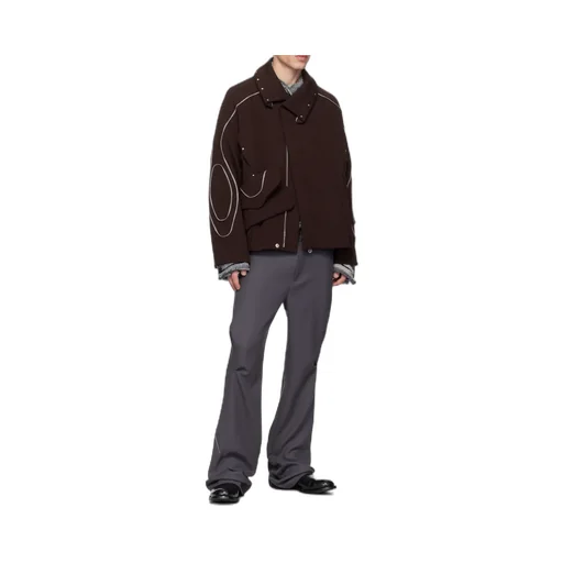 Contrast-Stitching Straight-Leg Pants