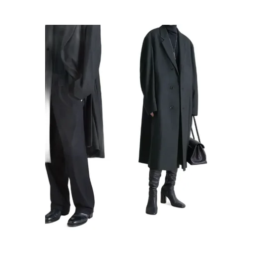 Single-Breasted Long-Sleeved Coat