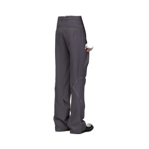 Contrast-Stitching Straight-Leg Pants