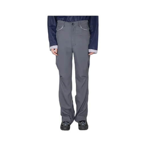 Contrast-Stitching Straight-Leg Pants