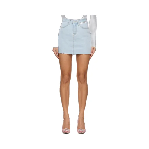 Label Denim Skirt