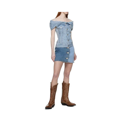 Button-Down Denim Skirt