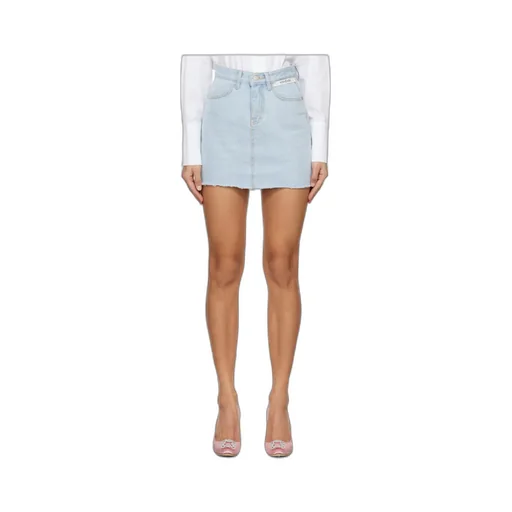 Label Denim Skirt