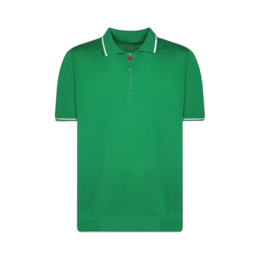 Striped-Edge Knitted Polo Shirt