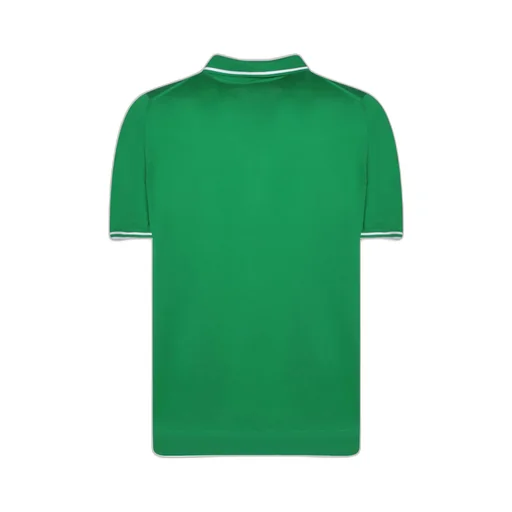 Striped-Edge Knitted Polo Shirt