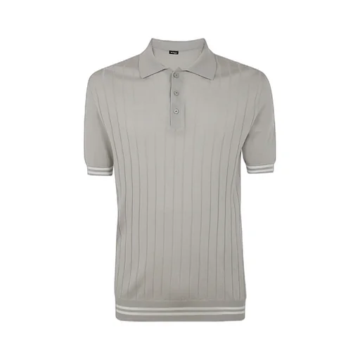 Striped-Edge Knitted Polo Jumper