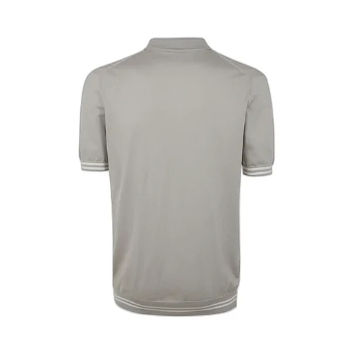 Striped-Edge Knitted Polo Jumper