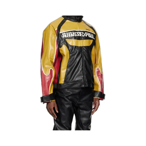 Long-Sleeved Leather Jacket