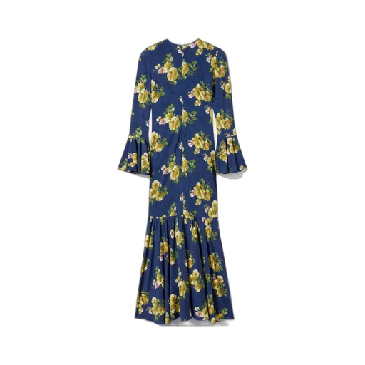 Floral Bell-Sleeve Midi Dress