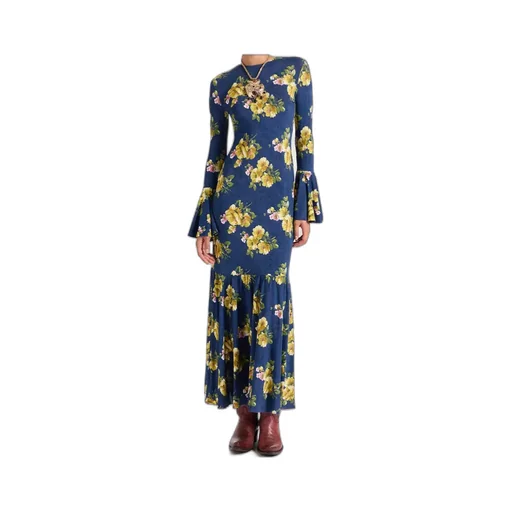 Floral Bell-Sleeve Midi Dress