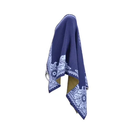 Paisley-Print Fringed Poncho