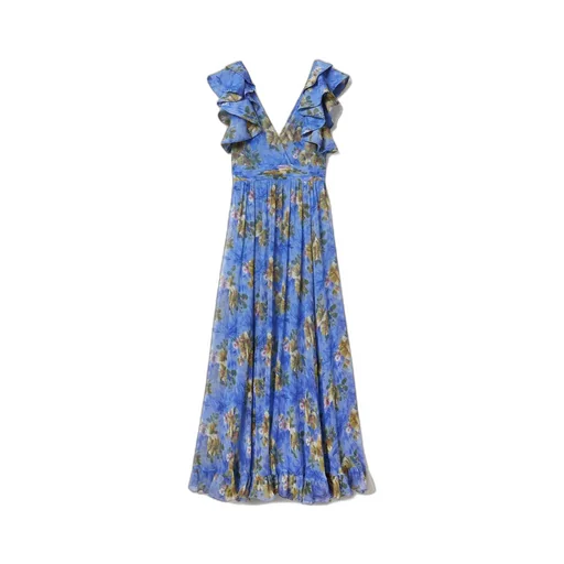 Ruffled-Details Floral-Print Maxi Dress